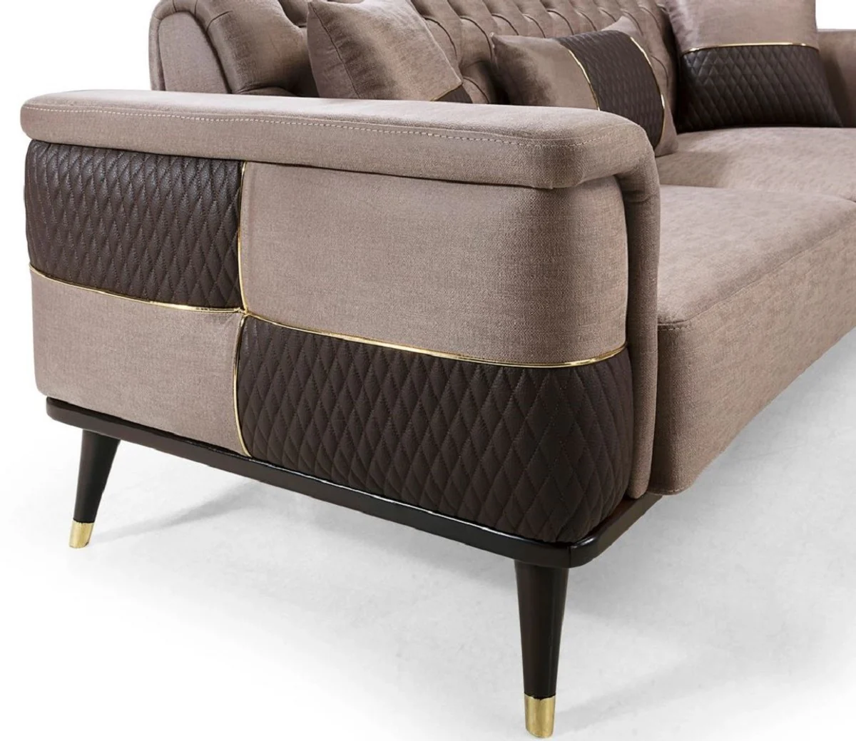 Casa Padrino sof¨¢ cama de lujo marr¨®n / marr¨®n oscuro / oro 225 x 94 x A. 83 cm - Sof¨¢ de sal¨®n moderno - Muebles de sal¨®n