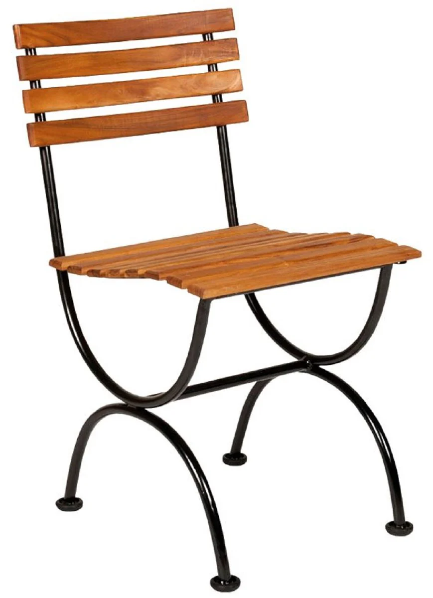 Casa Padrino silla de jardín Art Nouveau de lujo marrón / negro 43 x 42 x A. 79 cm - Silla de jardín y terraza - Muebles de Jardín y Terraza Art Nouveau