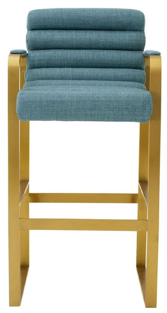 Casa Padrino silla de bar de terciopelo de lujo con reposabrazos azul / lat¨®n 53,5 x 57,5 ??x A. 107 cm - Taburete de bar tapizado de acero inoxidable - Muebles de bar de lujo - Calidad de lujo