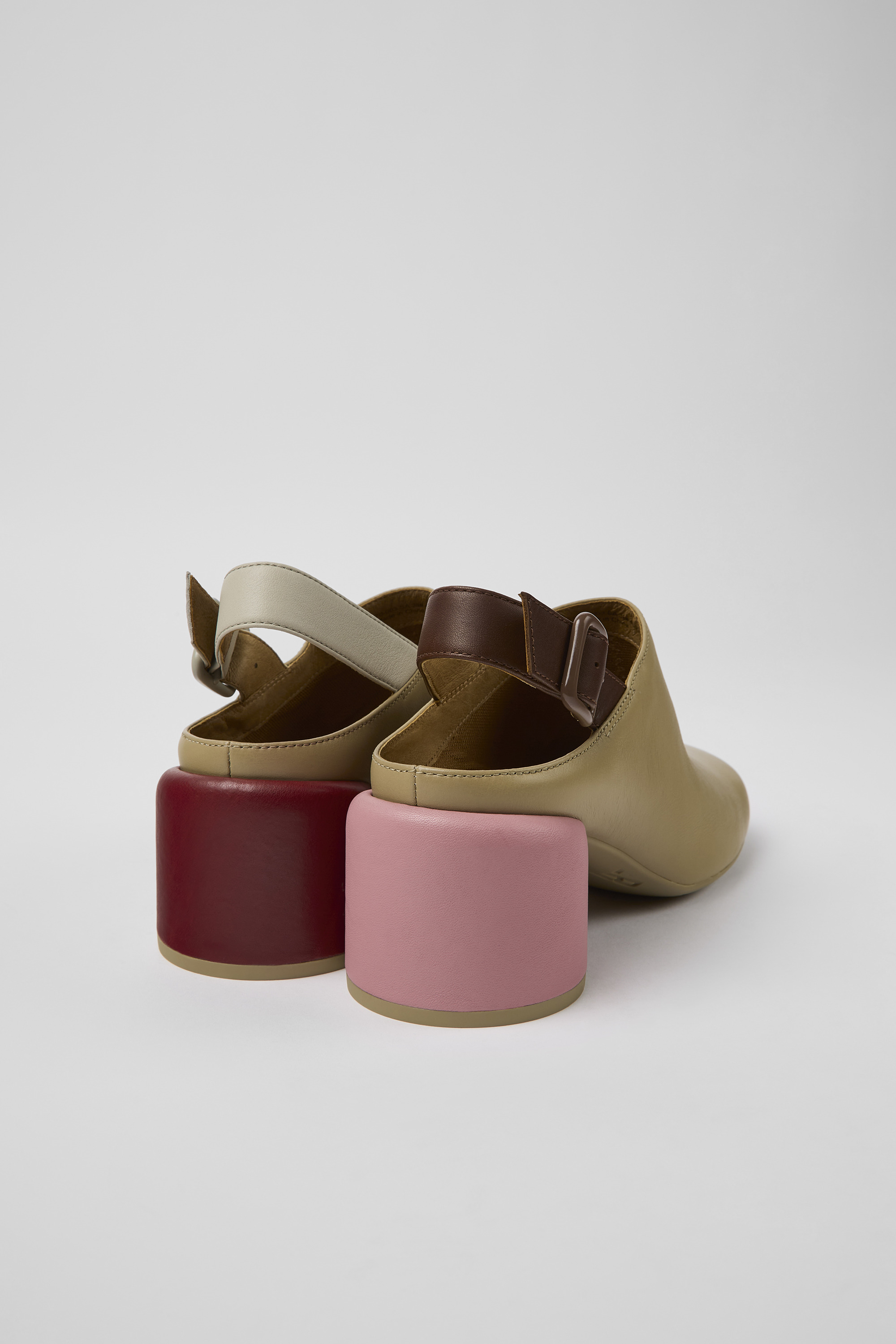 Twins - Beige leather heels for women