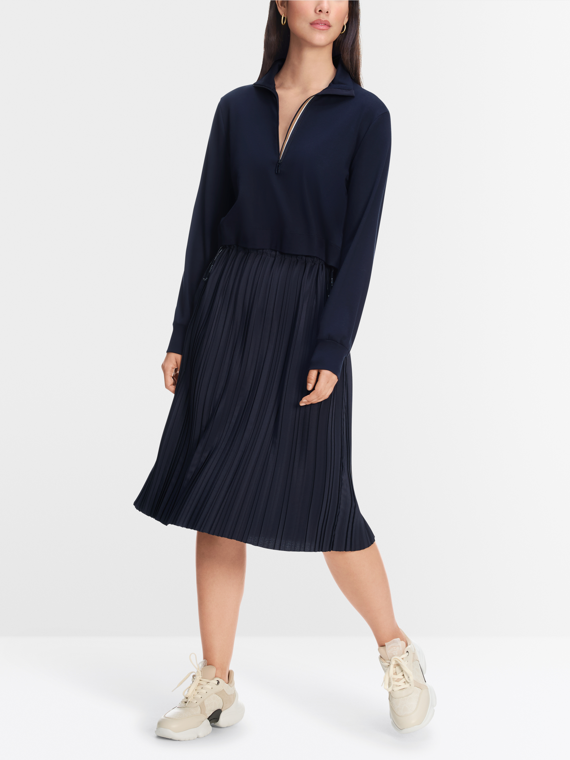 Marc-Cain Two-in-one midi dress with pleated skirt