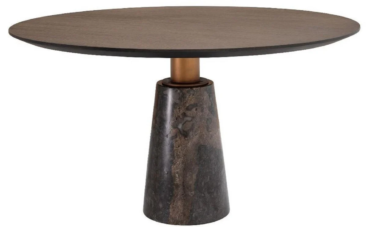 Casa Padrino mesa de comedor de lujo gris ? 132 x A. 76 cm - Mesa de cocina redonda de m¨¢rmol - Muebles de Comedor de Lujo