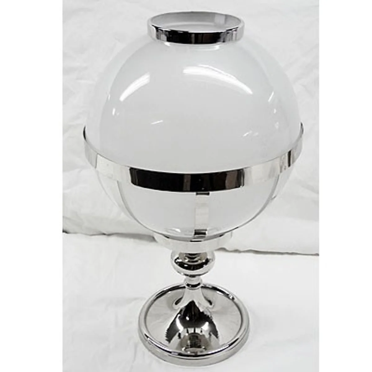 Casa Padrino lantern nickel-plated brass / glass Vintage Ball Design H 41 cm Candlestick