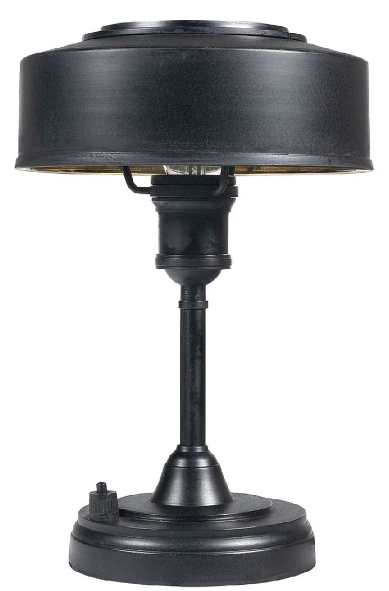 Casa Padrino lámpara de mesa Art Deco de lujo negro antiguo Ø 22 x A. 32 cm - Lámpara de escritorio redonda de latón - Luces de lujo - Interior de lujo
