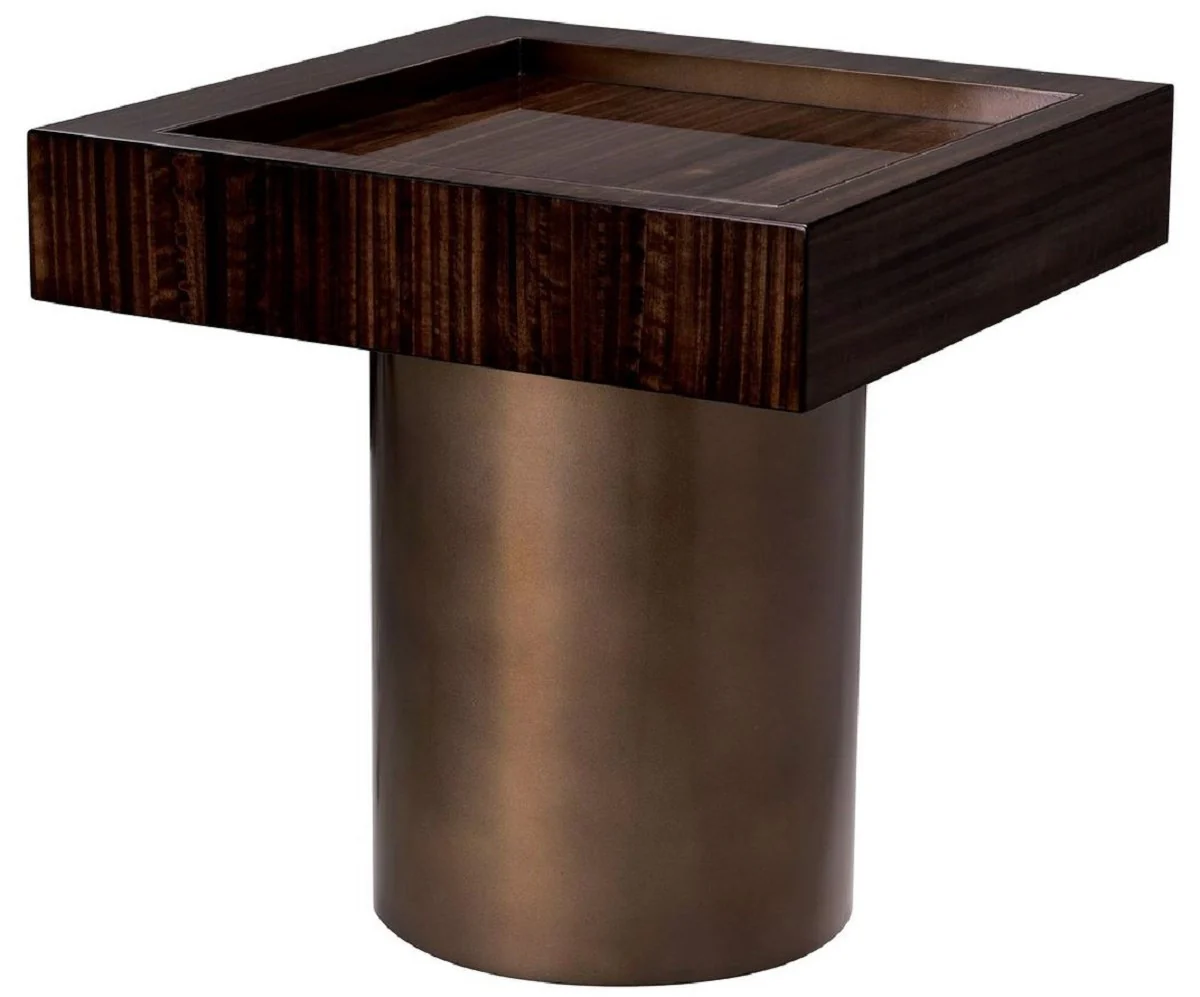 Casa Padrino mesa auxiliar de lujo marr¨®n oscuro alto brillo / bronce 50 x 50 x A. 50 cm - Mesa de sal¨®n cuadrada - Muebles de sal¨®n - Muebles de lujo - Interiores de lujo - Interiores de sal¨®n