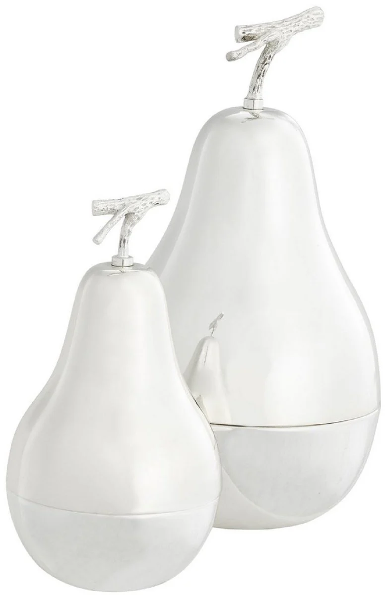 Casa Padrino conjunto de cajas de almacenamiento de lujo con tapa en forma de pera plata - Accesorios de Decoración de Lujo