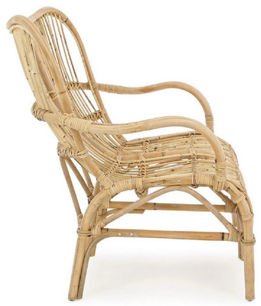 Casa Padrino sofá de jardín de lujo natural 119 x 83 x A. 87 cm - Sofá de jardín y terraza resistente a la intemperie - Muebles de Jardín y Terraza - Colección de Lujo