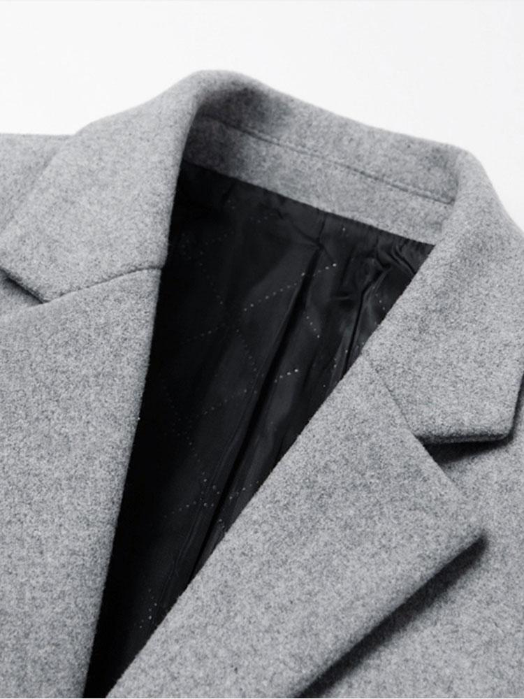 Single Breasted Notch Lapel Woolen Overcoat