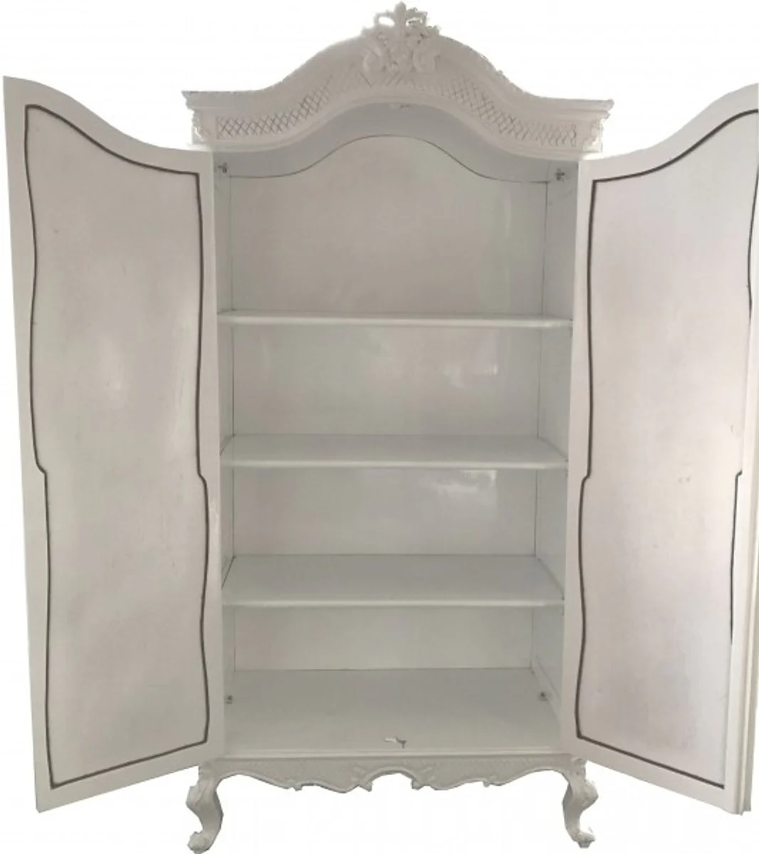 Casa Padrino Baroque wardrobe White high gloss B 110 x H 230 cm Bedroom cabinet - antique style