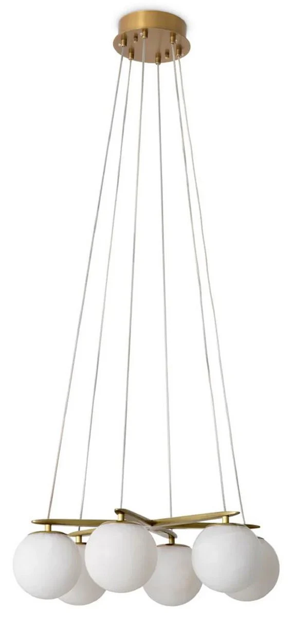 Casa Padrino l¨¢mpara de ara?a de lujo lat¨®n antiguo / alabastro ? 60 x A. 17 cm - L¨¢mpara de ara?a de sal¨®n regulable en altura con pantallas redondas de alabastro - Calidad de lujo