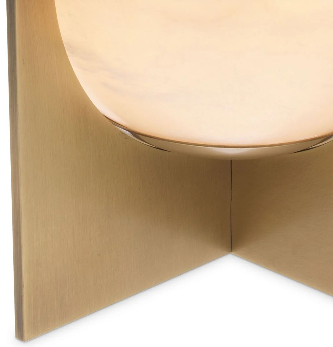 Casa Padrino lámpara de mesa de lujo latón antiguo / alabastro Ø 23 x A. 25 cm - Lámpara de mesa moderna con pantalla redonda de alabastro - Luces de Lujo