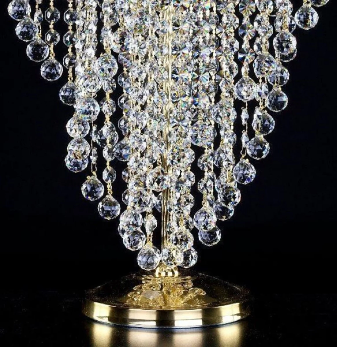 Casa Padrino lámpara de mesa de cristal barroco de lujo oro Ø 30 x A. 50 cm - Magnífica lámpara de escritorio con cristal de Bohemia - Luces de cristal barroco