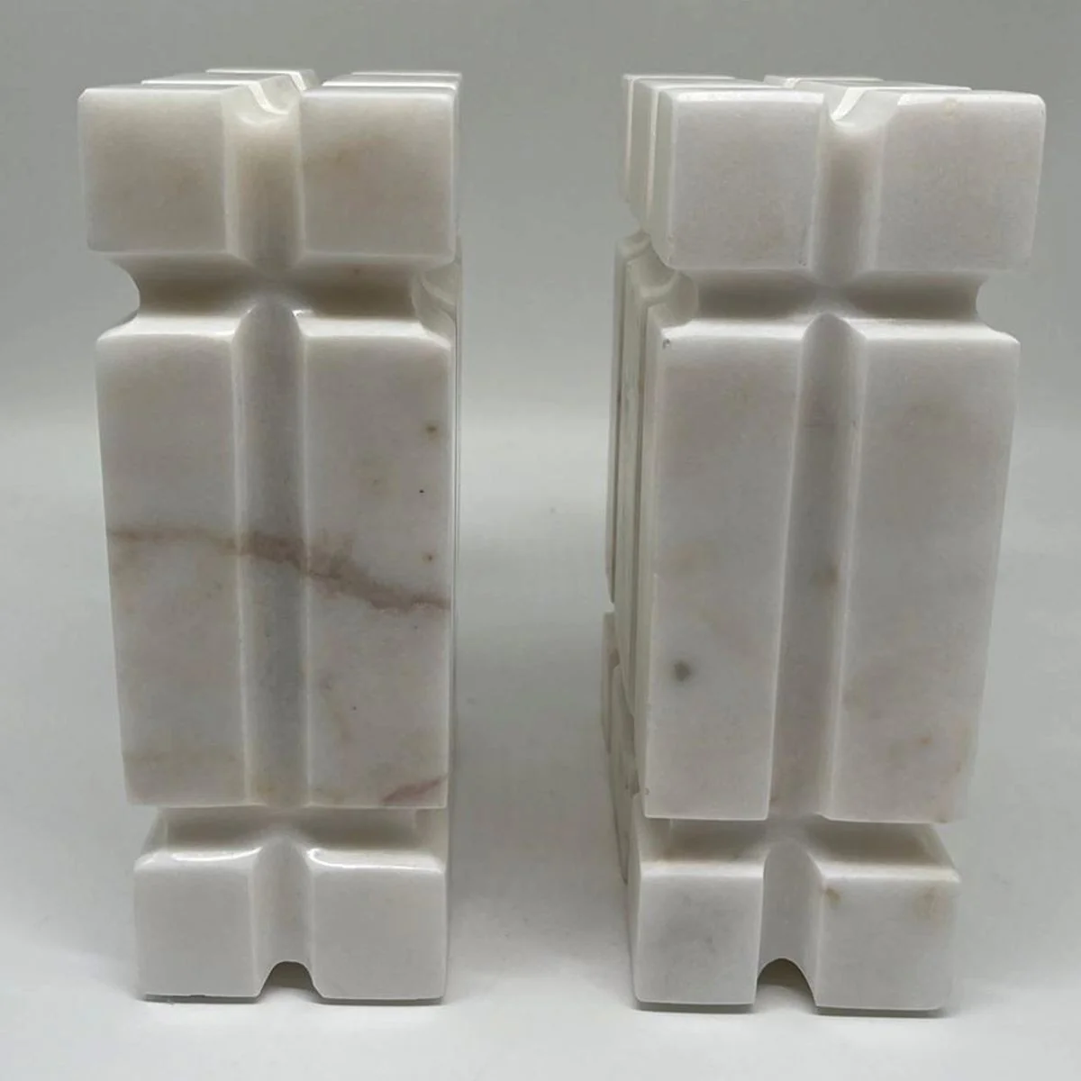 Casa Padrino conjunto de sujetalibros decorativos de m¨¢rmol de lujo blanco - Accesorios decorativos