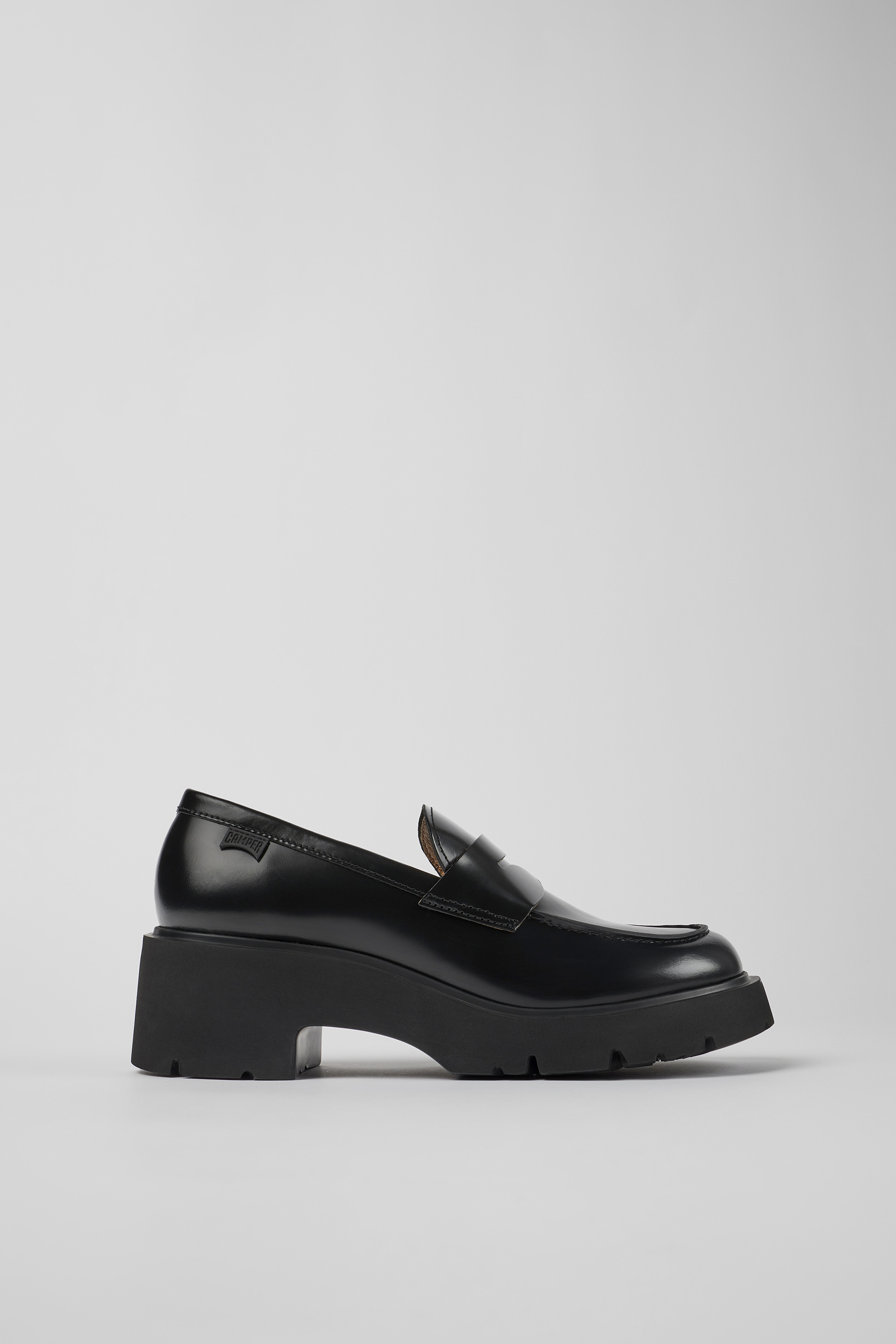 Milah - Black leather loafers for women