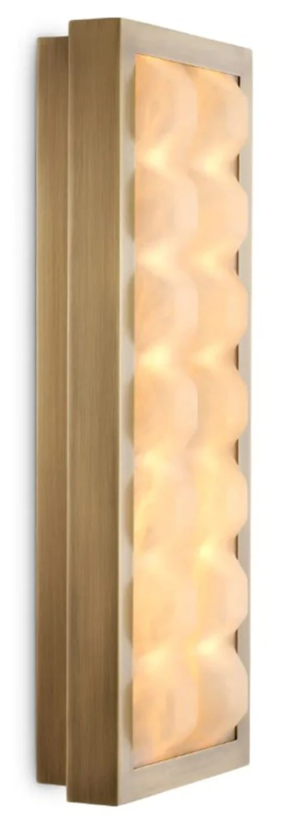 Casa Padrino Luxus Wandleuchte Antik Messing / Alabaster H. 38 cm, B. 15 cm, T. 6 cm