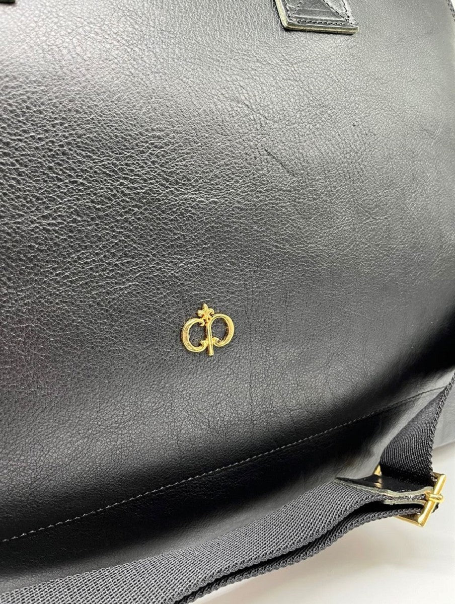 Casa Padrino bolso de viaje de lujo de cuero genuino negro / oro 50 cm - Hecho en Italia