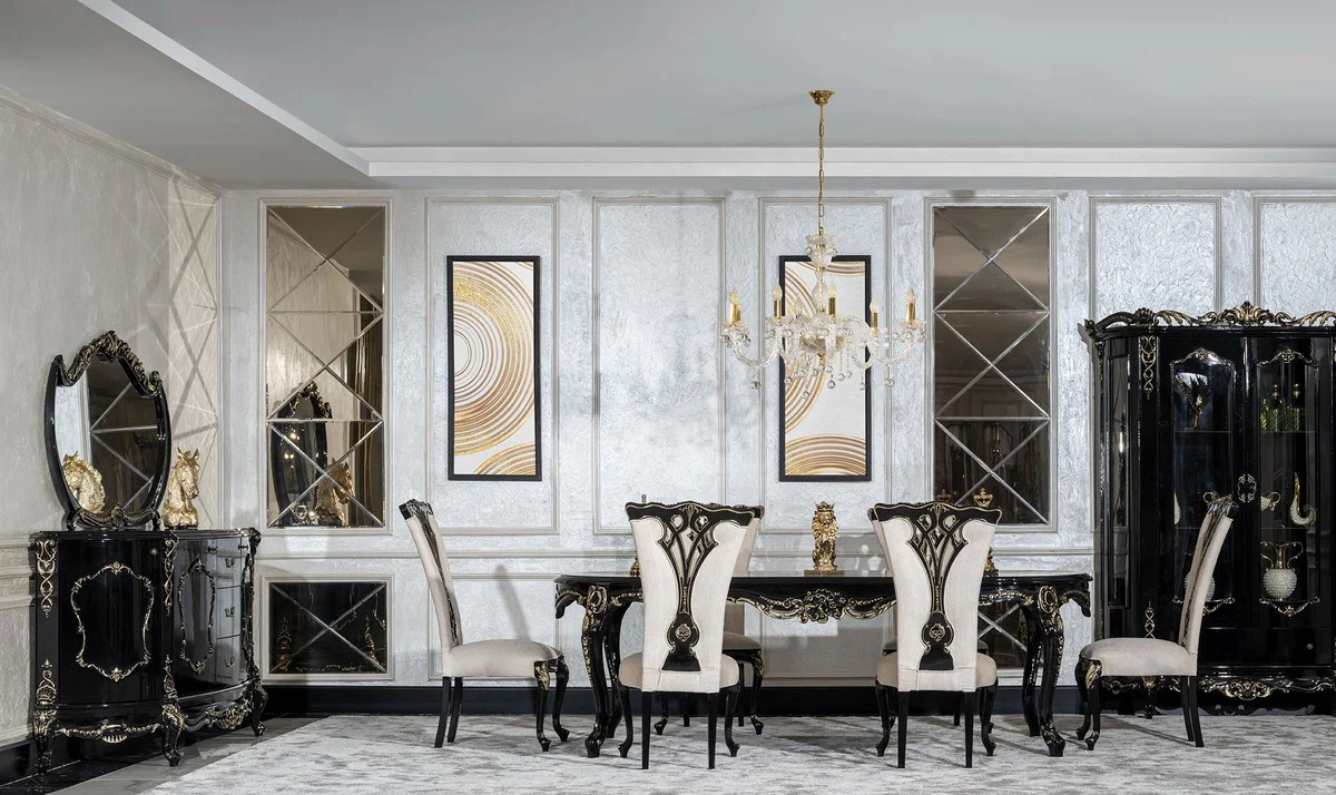 Casa Padrino vitrina barroco de lujo negro / oro - Magn¨ªfica vitrina de madera maciza con 2 puertas y caj¨®n - Muebles de lujo en estilo barroco - Muebles barrocos - Noble y Magn¨ªfico