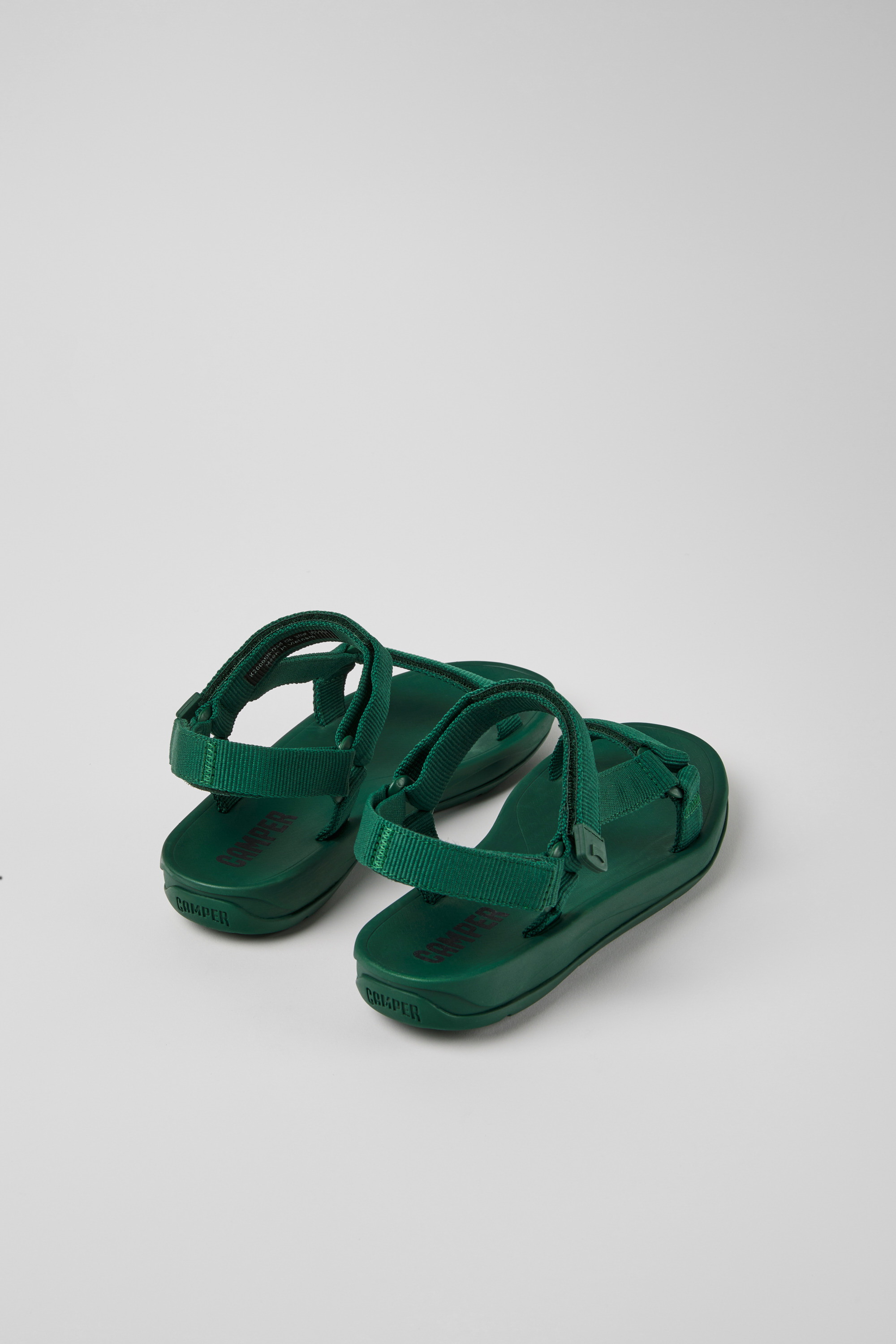 Match - Green textile sandals for women