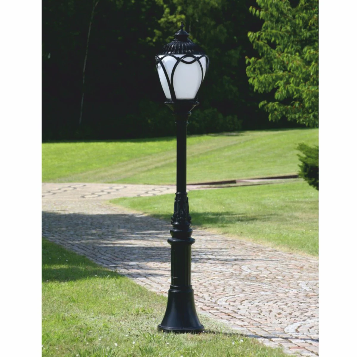 Casa Padrino linterna de jard¨ªn Art Nouveau negro / blanco A. 389,5 cm - Iluminaci¨®n exterior