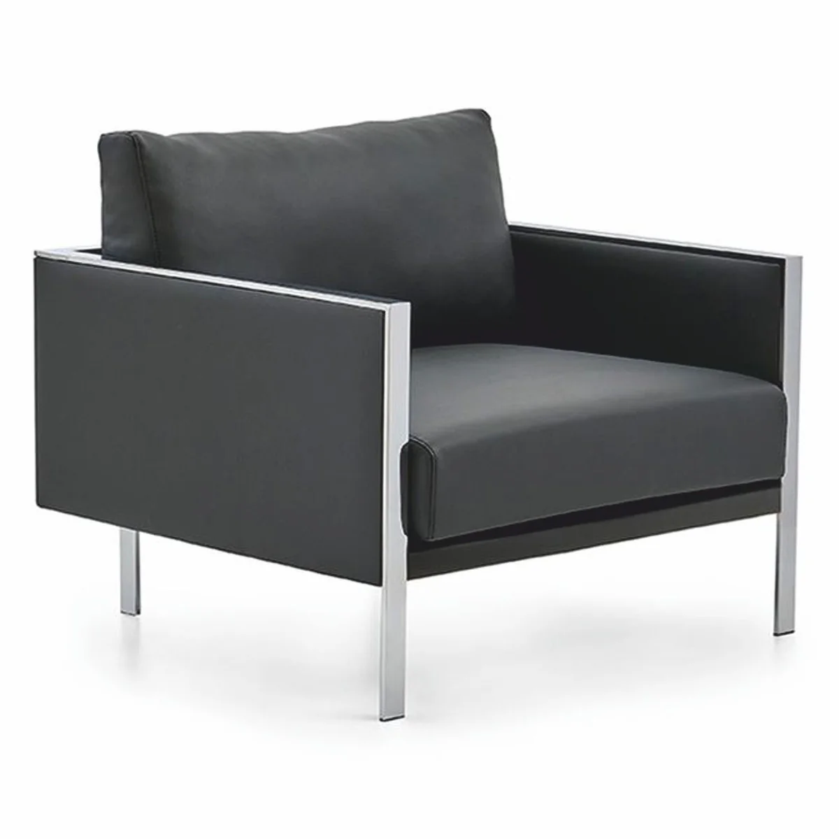 Casa Padrino sill¨®n de cuero de lujo gris / plata - Muebles de hotel y oficina de cuero genuino