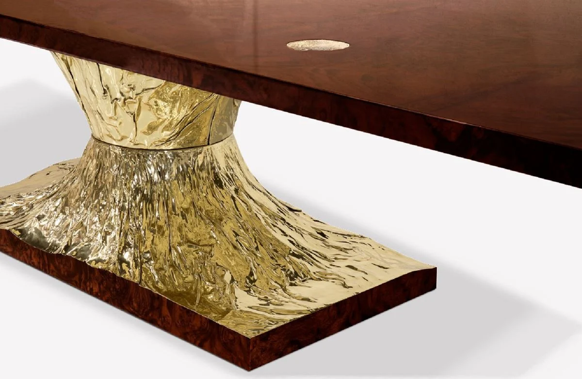 Casa Padrino Mesa de Comedor de Dise?o de Lujo Marr¨®n / Oro 450 x 150 x H. 76 cm - Mesa de Comedor Rectangular - Muebles de Comedor de Dise?o de Lujo Italiano - Muebles de Lujo - Hecho en Italia