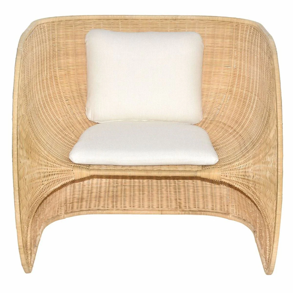 Casa Padrino sill¨®n de rat¨¢n lounge de lujo con cojines natural / blanco - Muebles de rat¨¢n