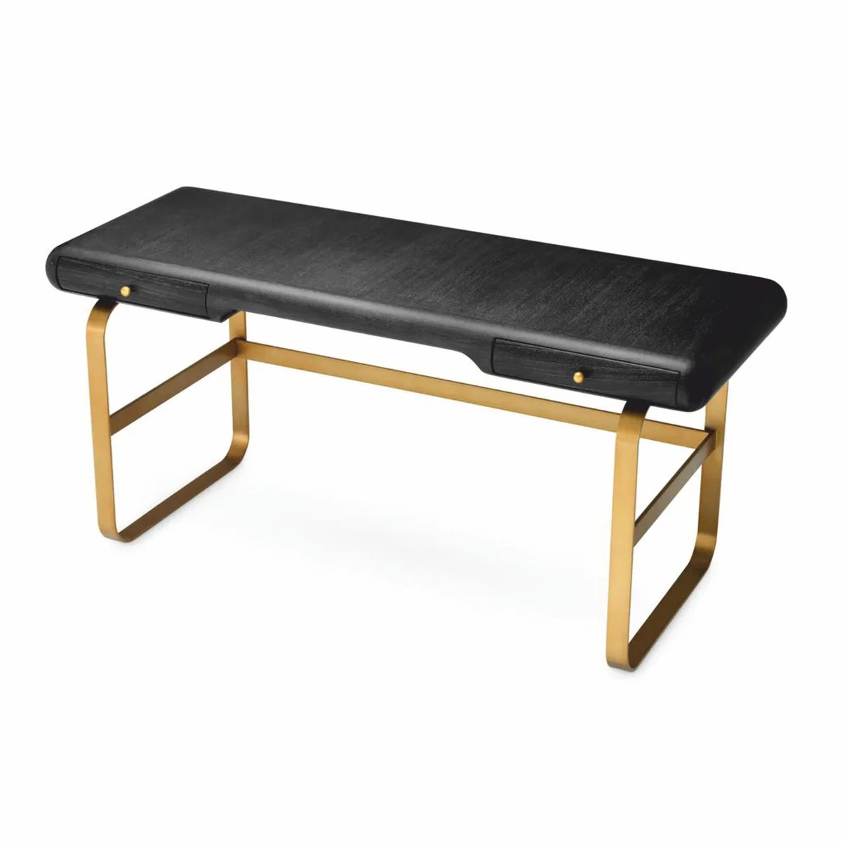 Casa Padrino escritorio de lujo con 2 cajones negro gris / lat¨®n 165 cm - Muebles de oficina