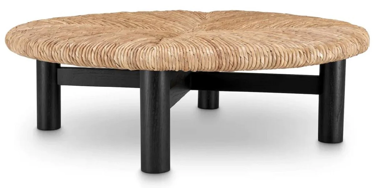 Casa Padrino mesa de centro de lujo natural / negro ? 100 x A. 30,5 cm - Mesa de sal¨®n redonda - Muebles de sal¨®n - Muebles de lujo - Interiores de lujo