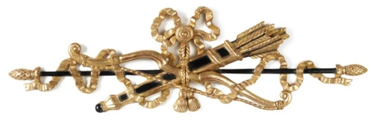 Casa Padrino adorno de pared barroco de lujo oro / negro - Magnífico adorno de decoración de pared de madera maciza barroco - Decoración de pared barroco - Calidad de lujo - Hecho en Italia