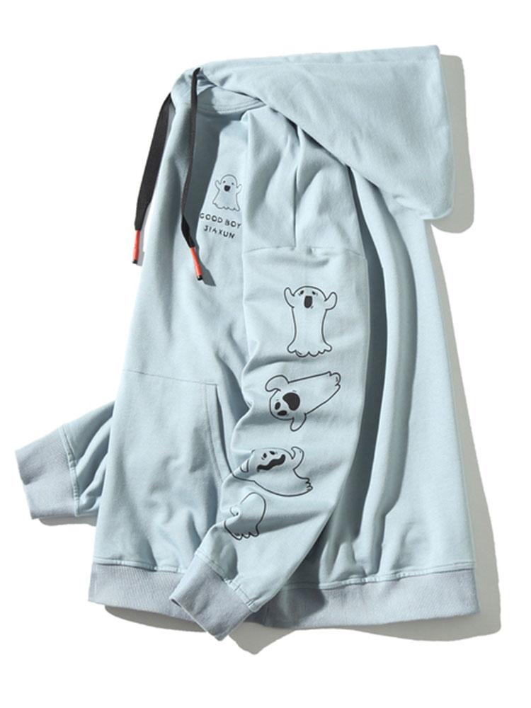 Relax Fit Ghost Print Hoodie