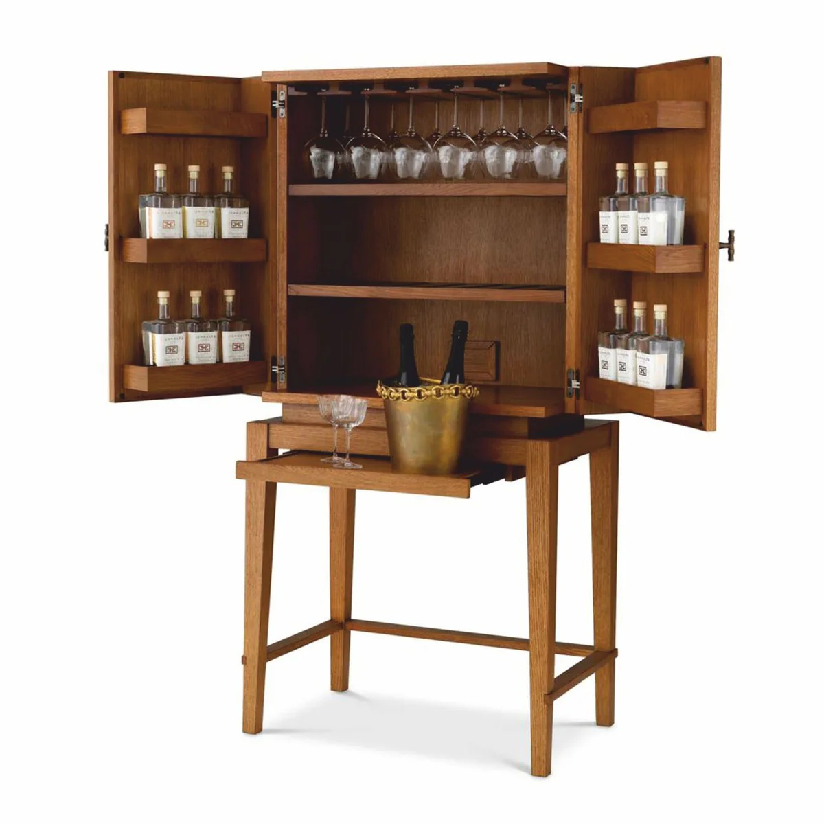 Casa Padrino armario bar - gabinete de vino de lujo con 2 puertas marr¨®n / bronce A. 167,5 cm - Muebles de bar
