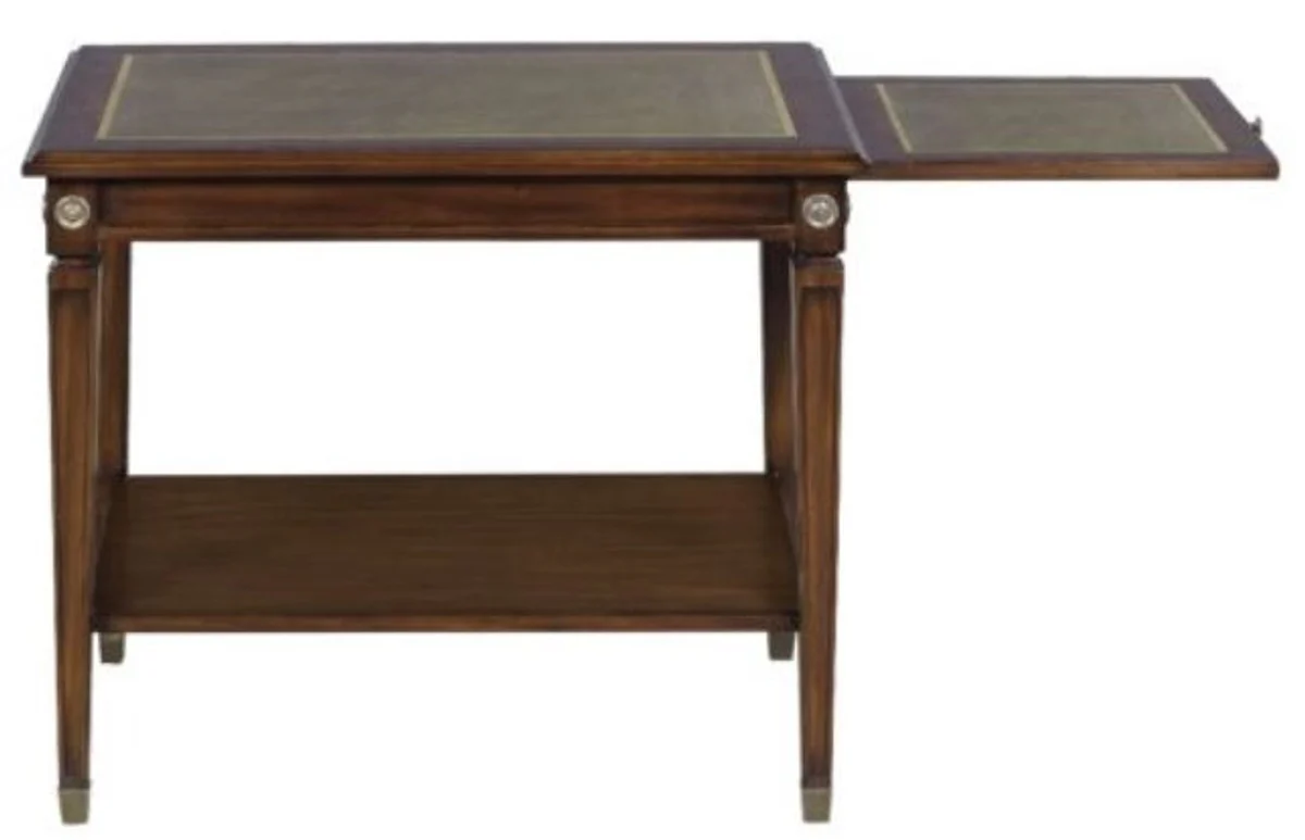 Casa Padrino mesa auxiliar de caoba marr¨®n / verde 64 x 43 x H. 54 cm - Mesita de Noche de Lujo