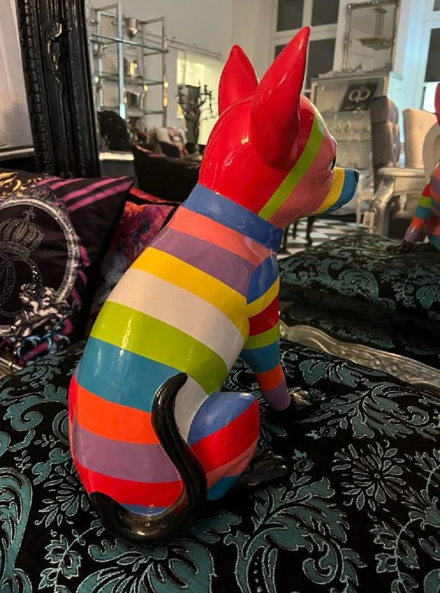 Casa Padrino figura decorativa de lujo perro chihuahua multicolor A. 39 cm - Escultura decorativa resistente a la intemperie - Decoraci¨®n de sal¨®n - Figura decorativa de animal de lujo