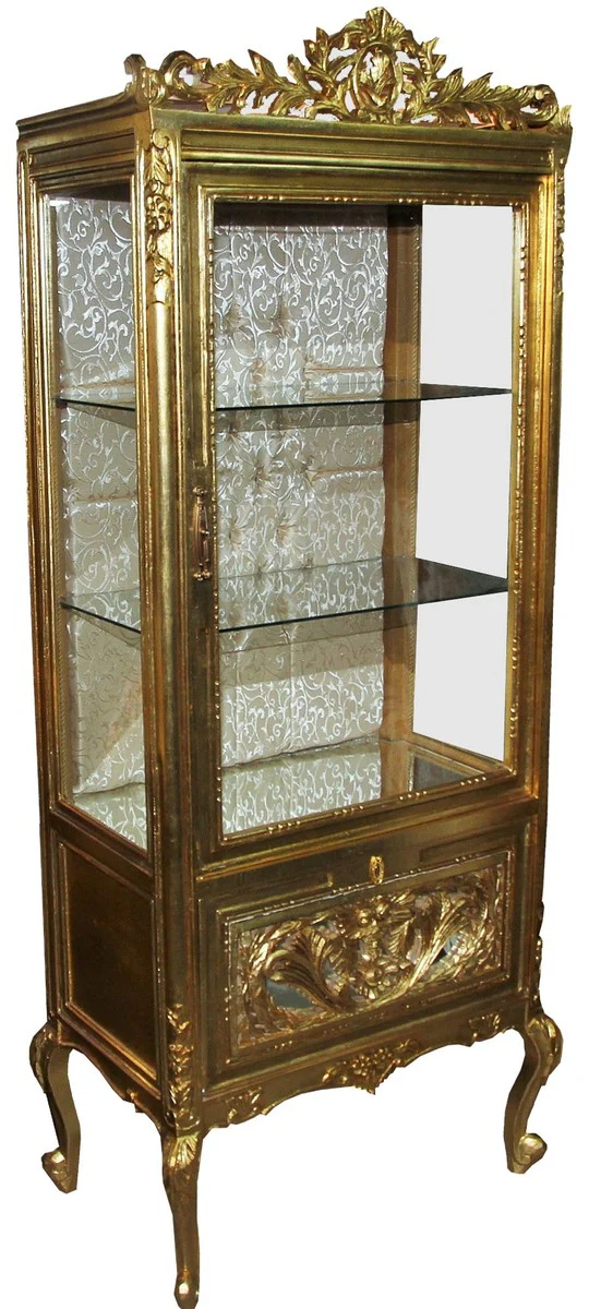 Gabinete Barroco de la exhibici¨®n de Casa Padrino Oro / Oro - Gabinete de exhibici¨®n - Gabinete de cristal gabinete de la sala de estar - mirada antigua