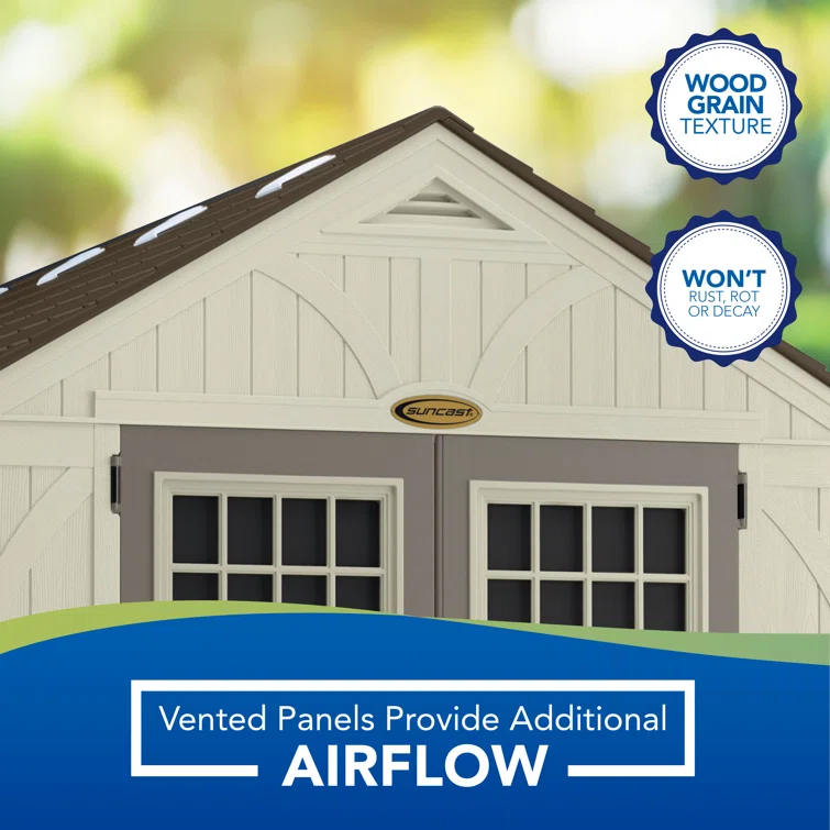 Suncast Outdoor Vanilla 8 ft. W x 10 ft. D Resin Storage Shed