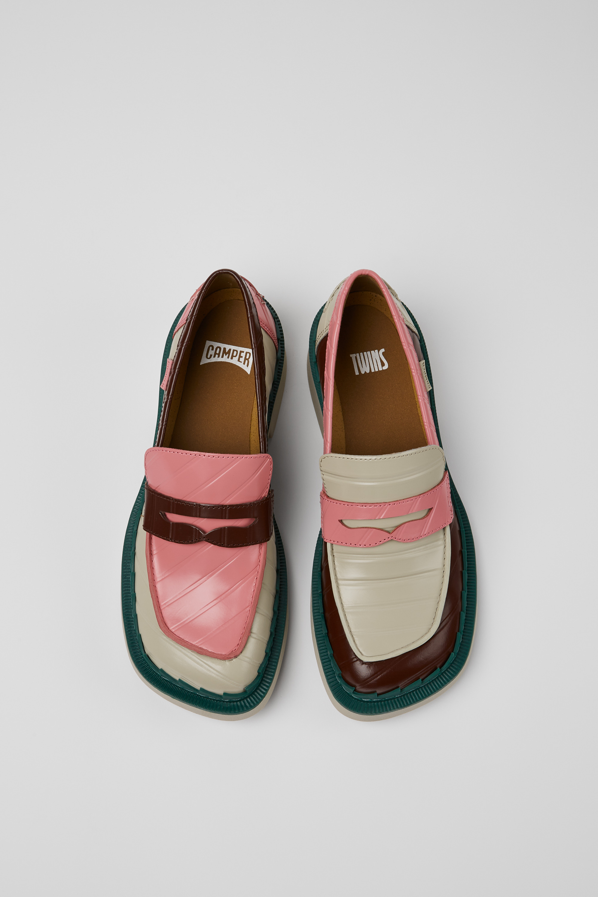 Twins - Multicolored leather loafers for women