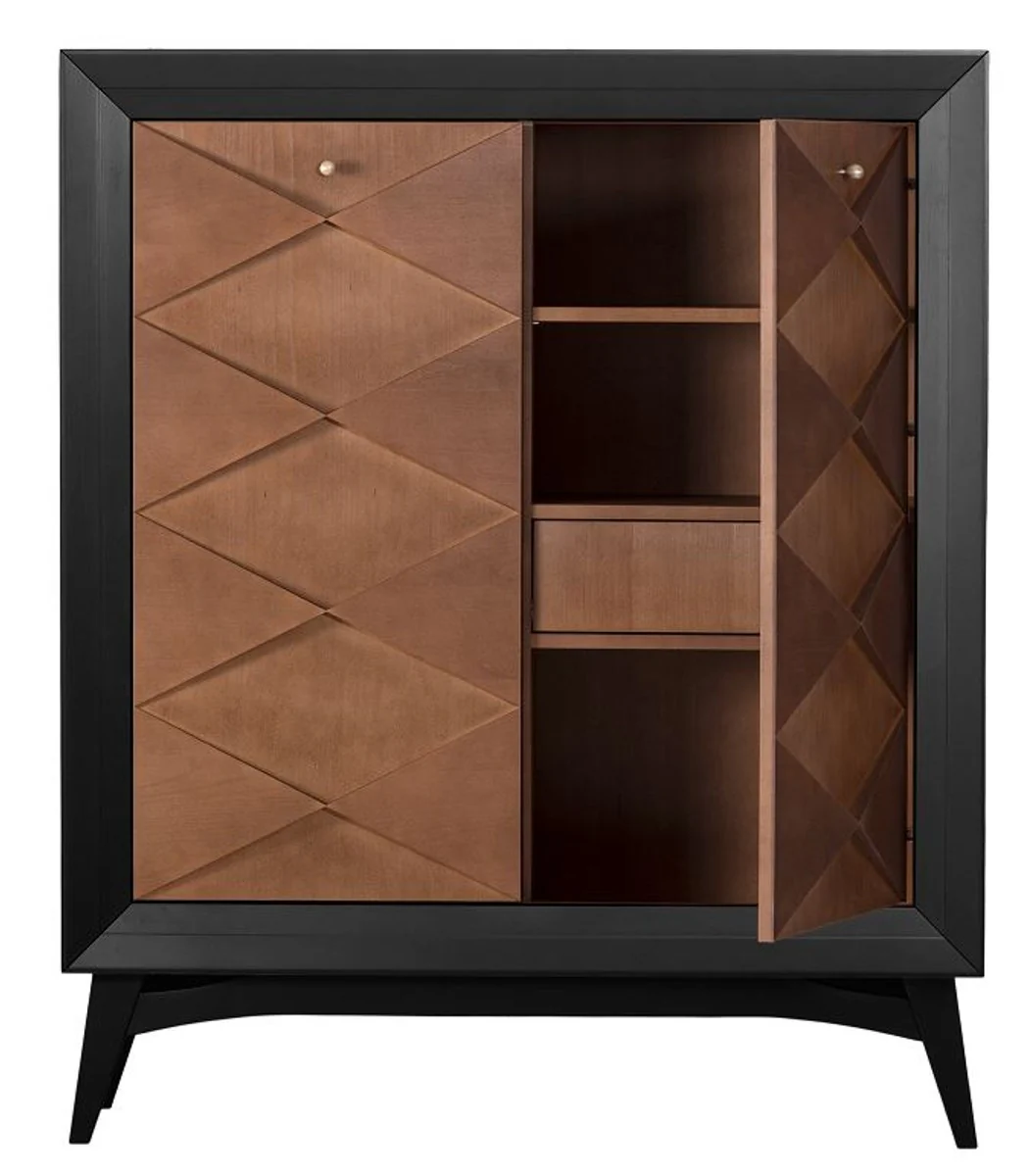 Cajonera neoclásica de lujo Casa Padrino negro / marrón 120 x H143 cm - aparador muebles art deco