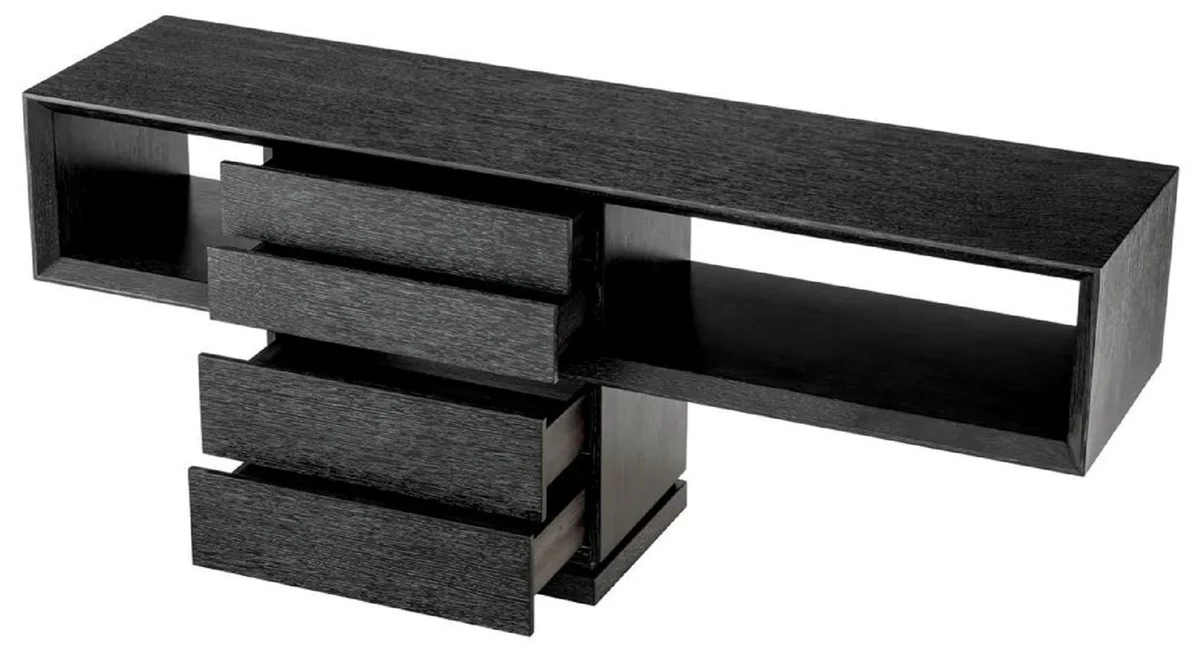 Casa Padrino consola de lujo negro gris 180 x 46 x A. 76 cm - Mesa consola rectangular con 4 cajones - Muebles de sal¨®n - Muebles de lujo - Interiores de lujo