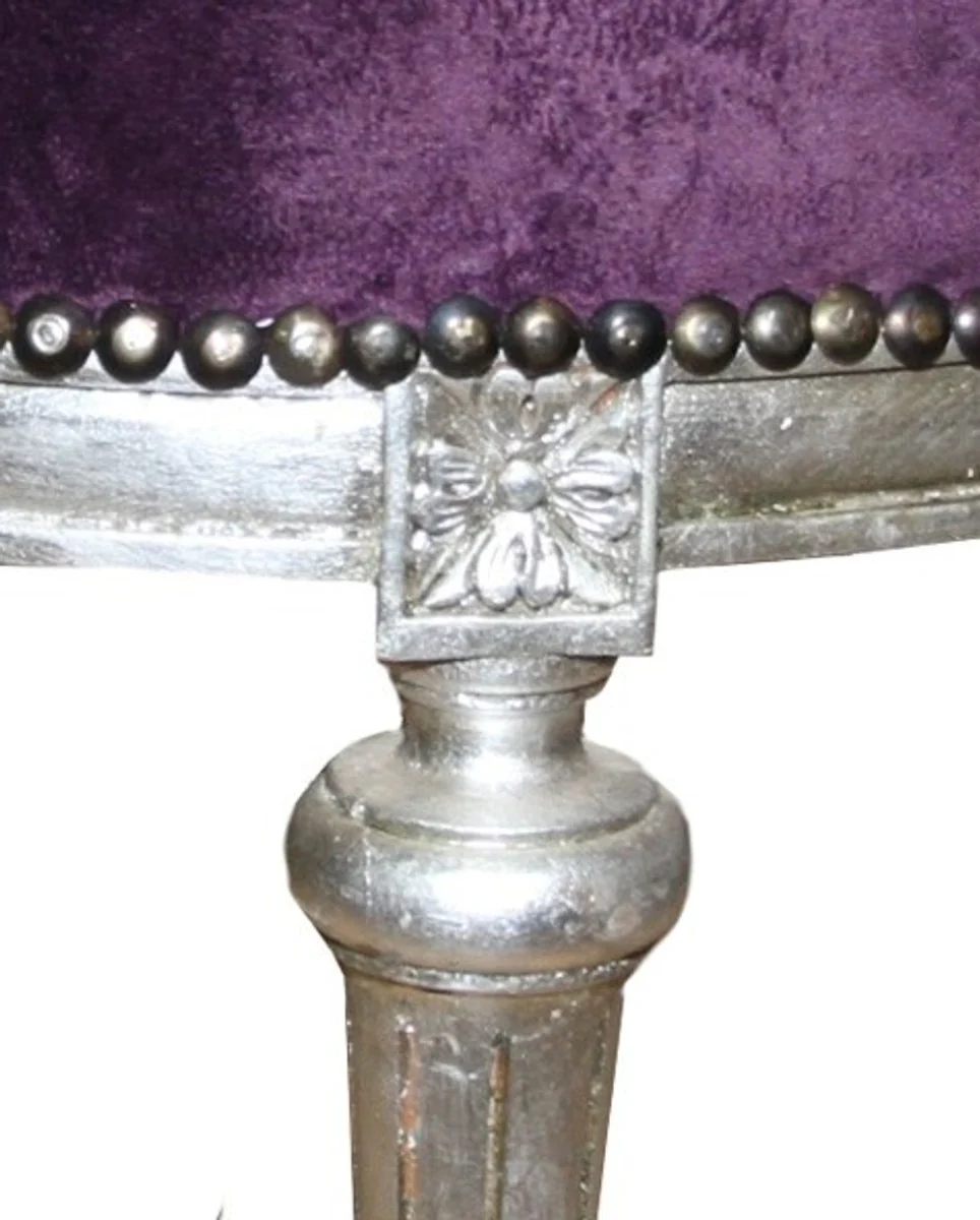 Casa Padrino barroco de heces / taburete redondo p¨²rpura / plata