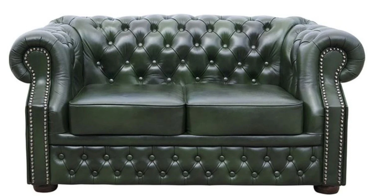 Casa Padrino lujo genuino cuero sof¨¢ 2 plazas verde oscuro 180 x 90 x H. 80 cm - Muebles Chesterfield