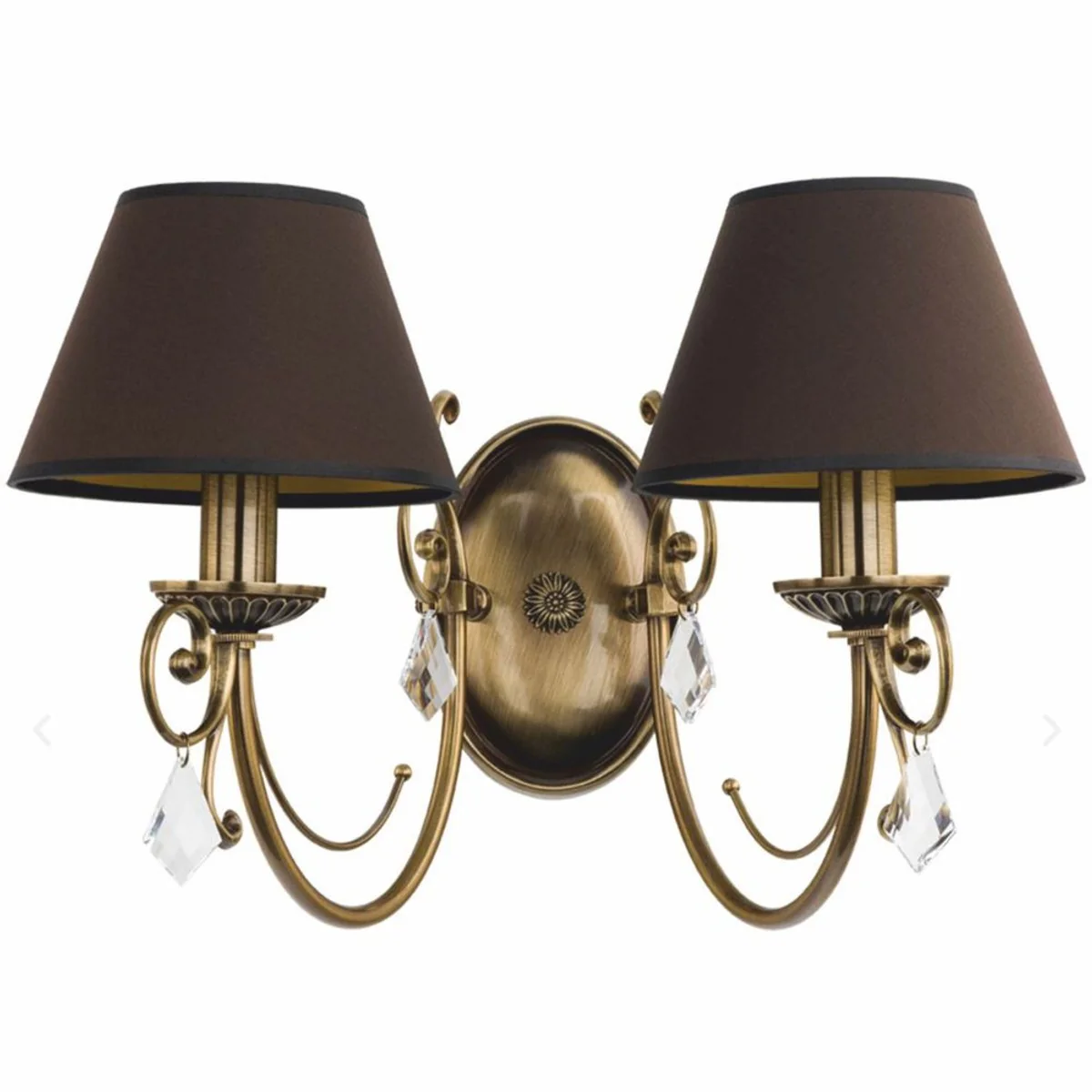 Casa Padrino l¨¢mpara de pared de cristal barroco de lujo lat¨®n con p¨¢tina / marr¨®n oscuro Al. 29 cm