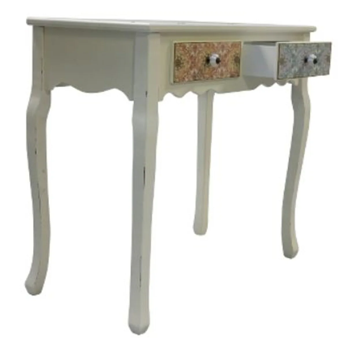 Casa Padrino Country Style Console Antique White / Multicolored 80 x 40 x H. 74 cm - Shabby Chic Furniture