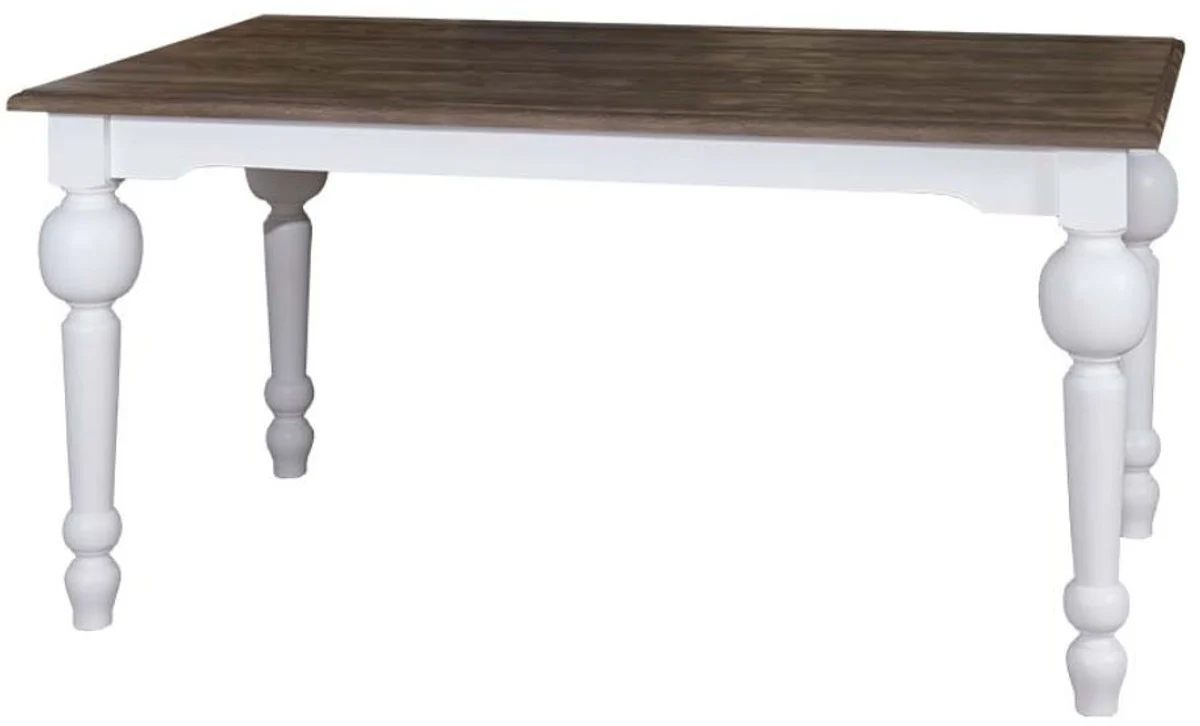 Mesa de comedor de estilo rural Casa Padrino blanco / colores naturales 210 x 90 x h 75 cm - muebles de comedor de estilo rural