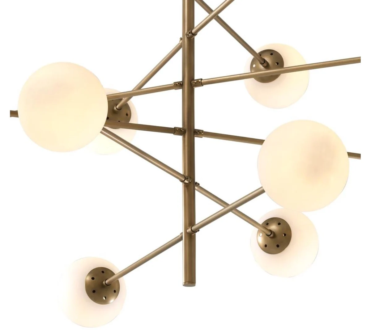 Casa Padrino araña de lujo en latón antiguo / blanco Ø 122 x H. 69 cm - Calidad de Lujo