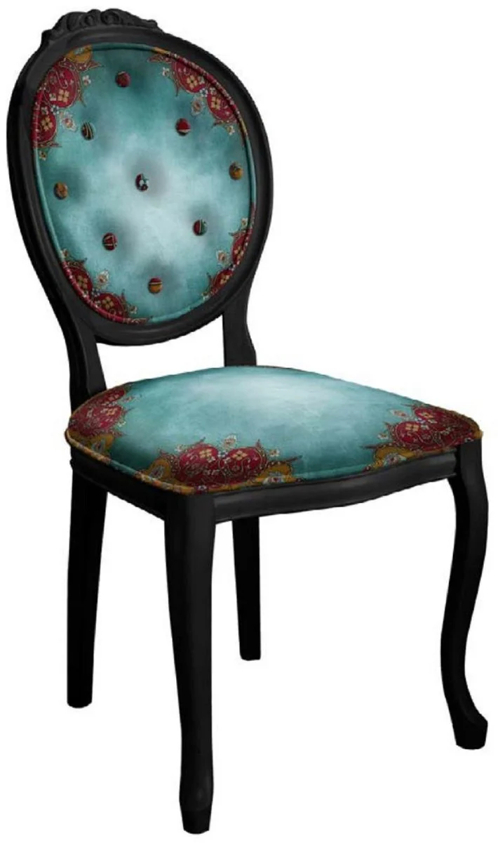Casa Padrino silla de comedor barroco con dise?o elegante multicolor / negro - Silla de estilo antiguo hecha a mano - Muebles de comedor de estilo barroco