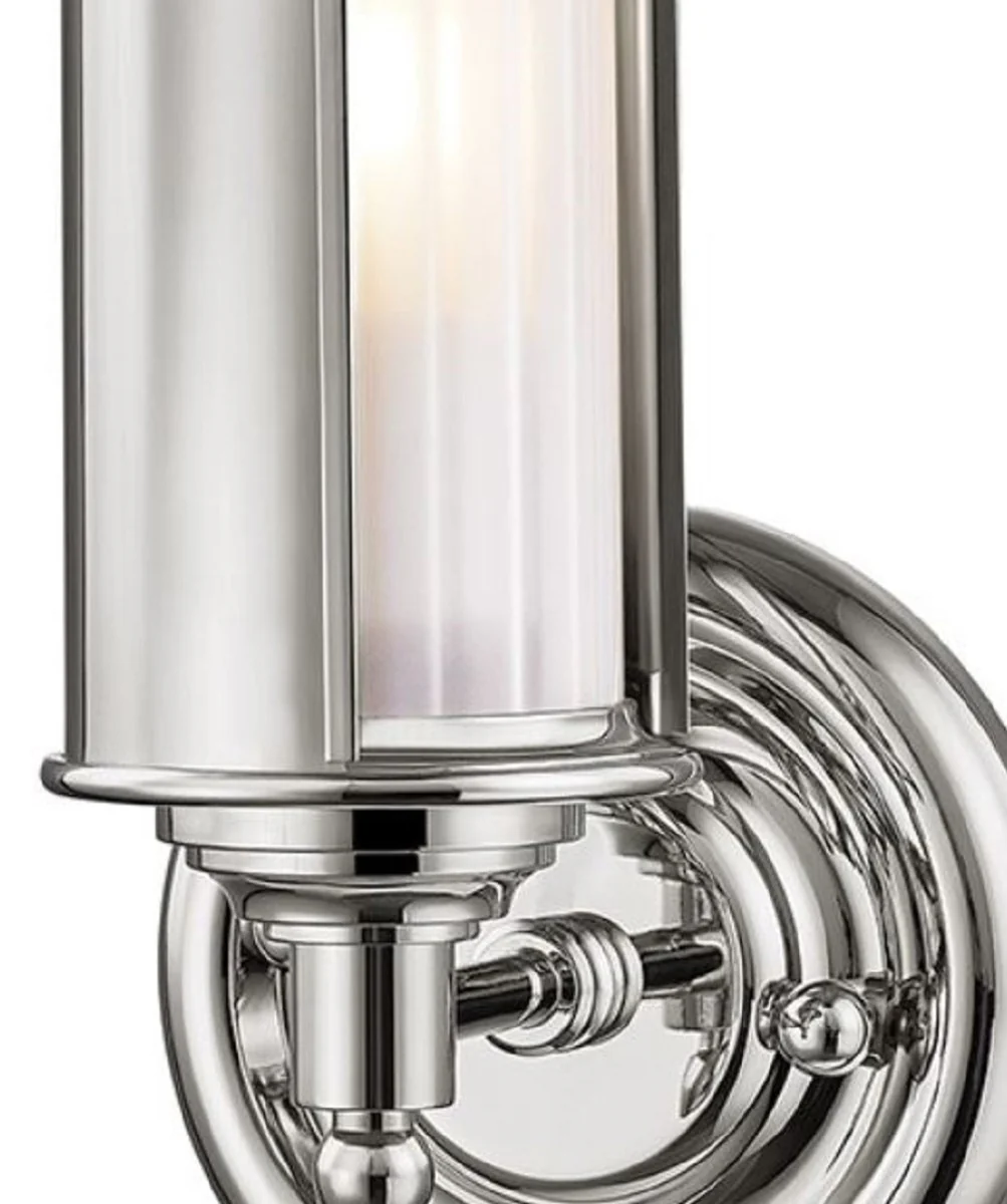 Casa Padrino lámpara de pared de lujo plata / blanco 12,1 x 12,7 x H. 31,1 cm - Colección de Lujo