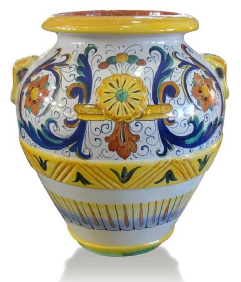 Casa Padrino jarrón de terracota barroco de lujo blanco / multicolor - Varios Tamaños - Magnífico florero hecho a mano y pintado a mano - Accesorios de Decoración Barroco