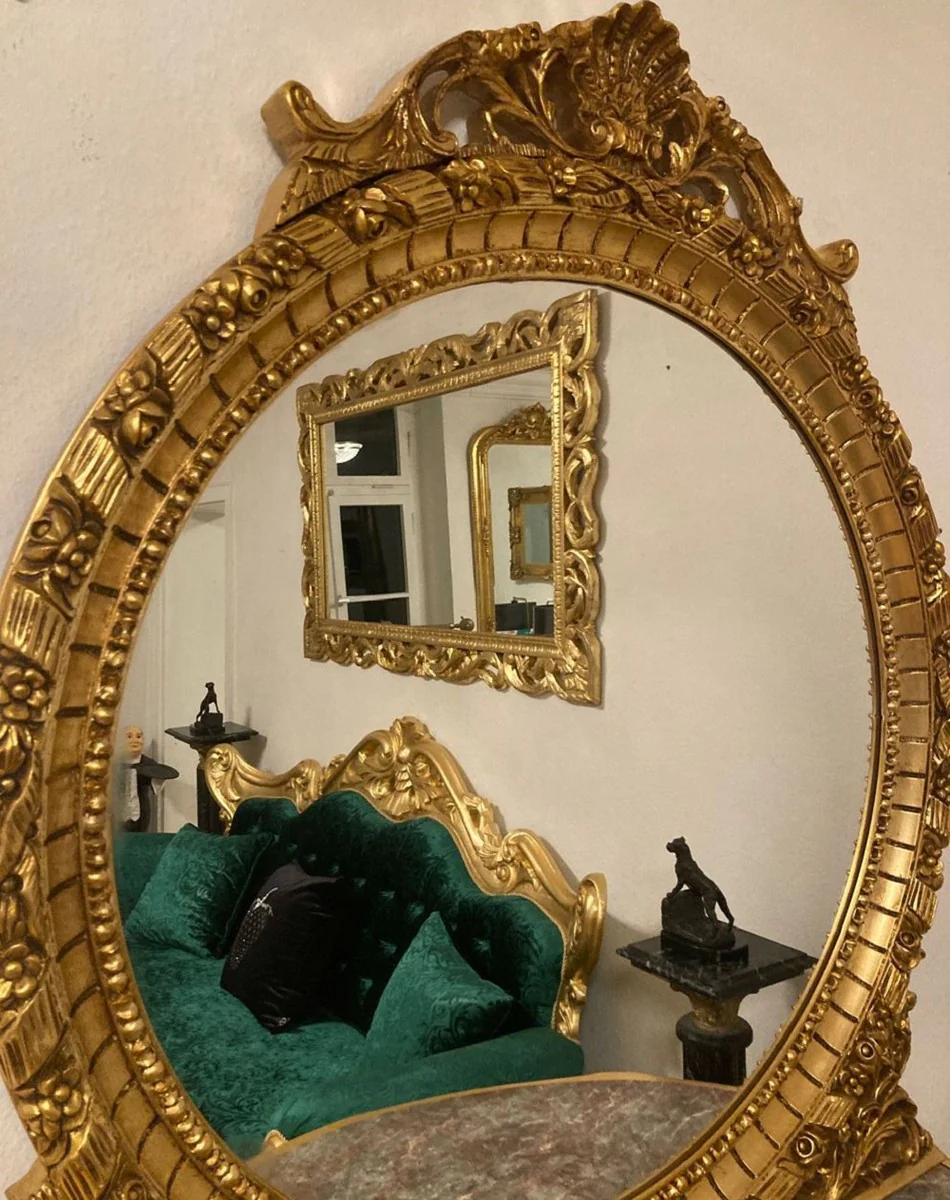 Casa Padrino consola de espejo barroco con tapa de m¨¢rmol oro / gris - Magn¨ªfica consola barroca con espejo - Muebles de armario estilo barroco - Muebles barrocos - Muebles de estilo antiguo