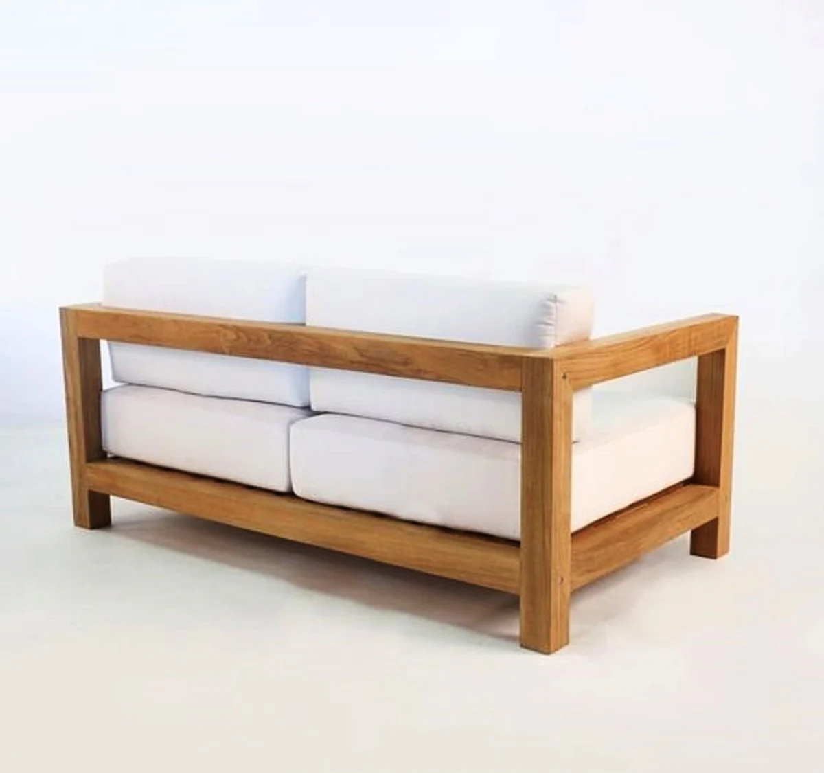 Casa Padrino Jard¨ªn 2 plazas sof¨¢ r¨²stico  Boston  Crema blanco / marr¨®n 140 x 40 x H70 cm - madera maciza de roble - muebles de madera s¨®lida