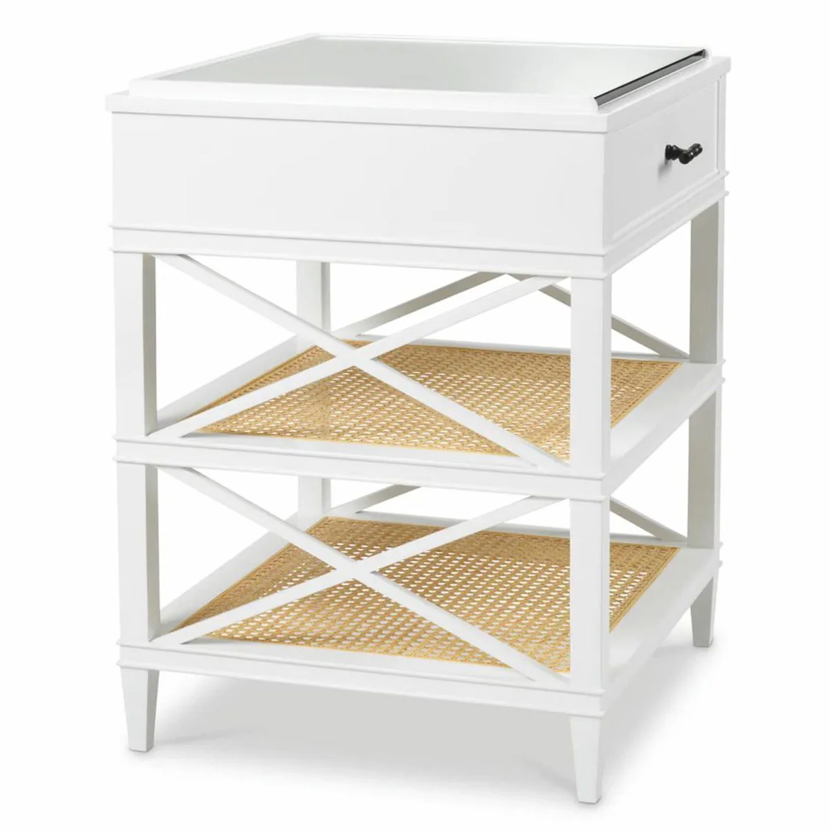 Casa Padrino mesa auxiliar de lujo de caoba con caj¨®n y tapa de vidrio A. 76 cm